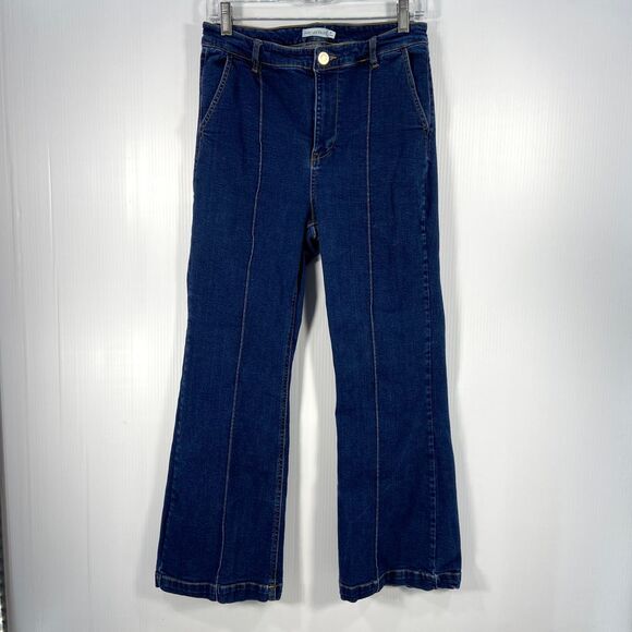 Avec Les Filles Blue Stretch Denim High Rise Wide Leg Jeans Womens Size 29 - Picture 1 of 9